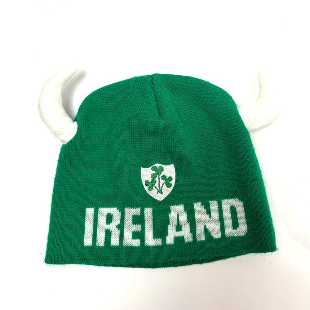 Traditional Craft Ltd. Green Ireland Knit Hat with Horns One Size Fits All